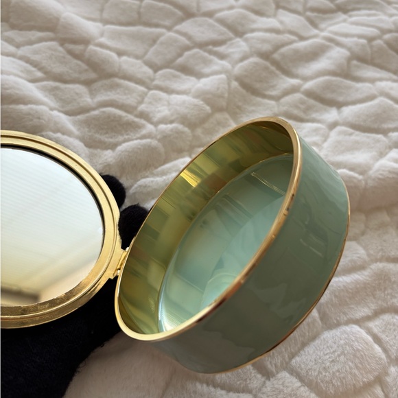 Gold Shell Accent Trinket Box in Seafoam Green with Mirror - Picture 8 of 10